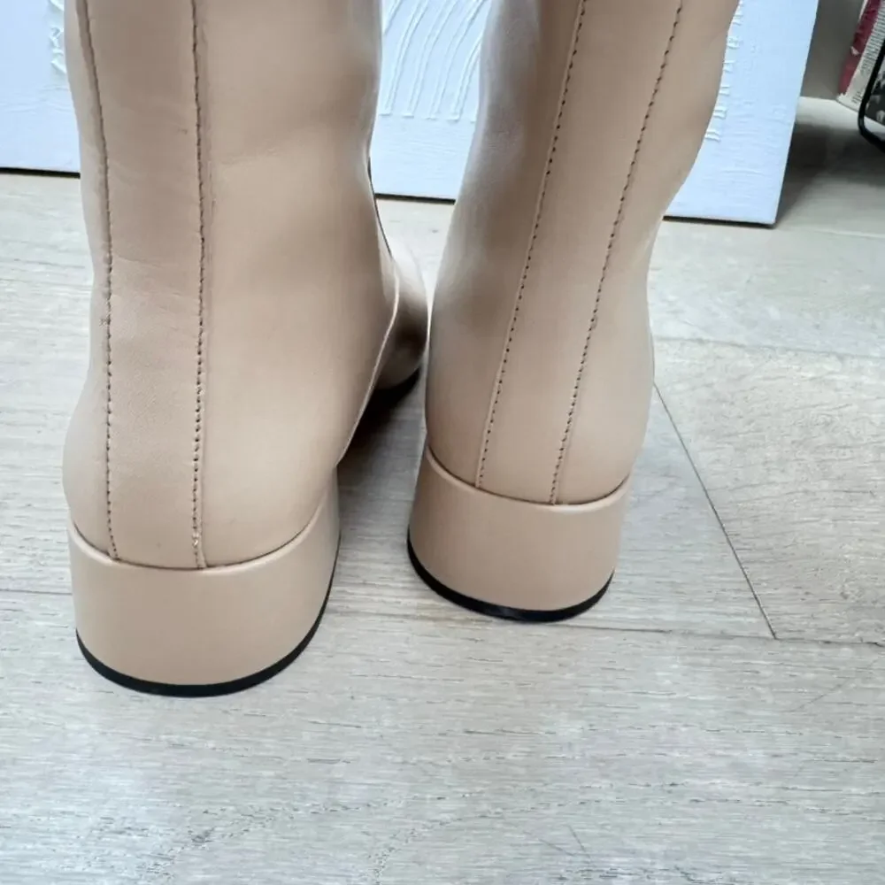 J Crew Roxie knee-high boots Leather Cream Size 6.5 BA 737